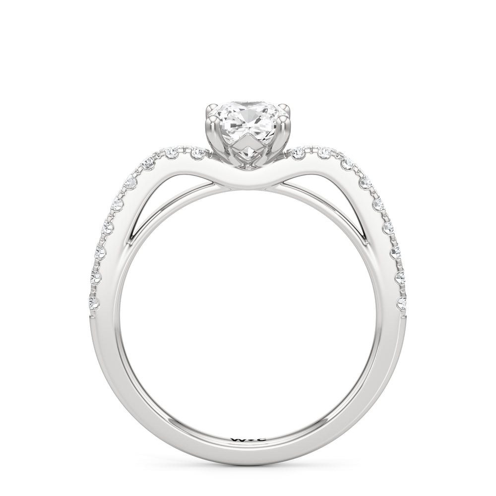 The Flora Engagement Ring with Cushion Cut Diamond in 14KT Platinum view 2
