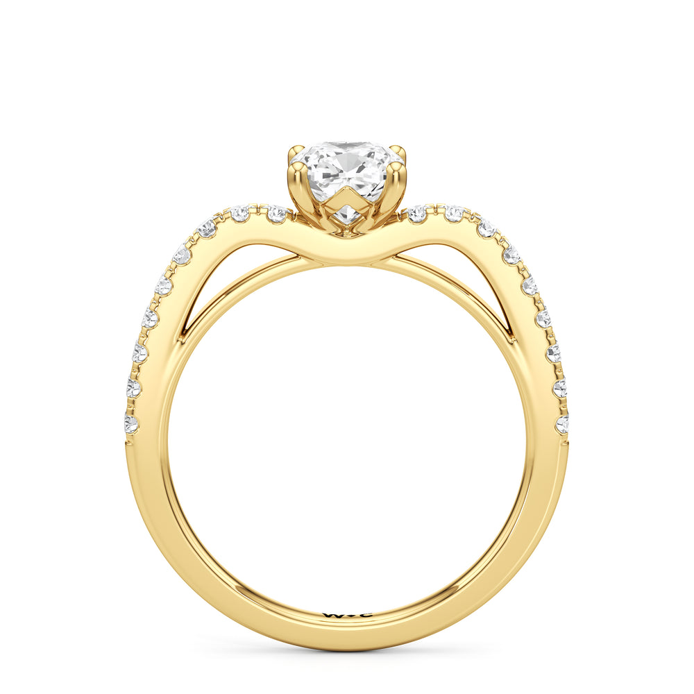 The Flora Engagement Ring with Cushion Cut Diamond in 14KT Yellow Gold view 2
