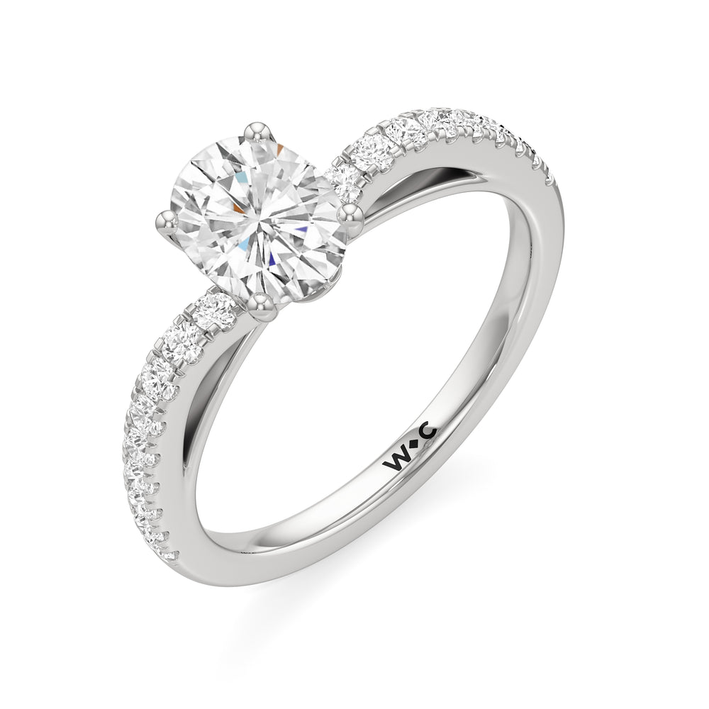 The Flora Engagement Ring with Oval Cut Diamond in 14KT Platinum view 3
