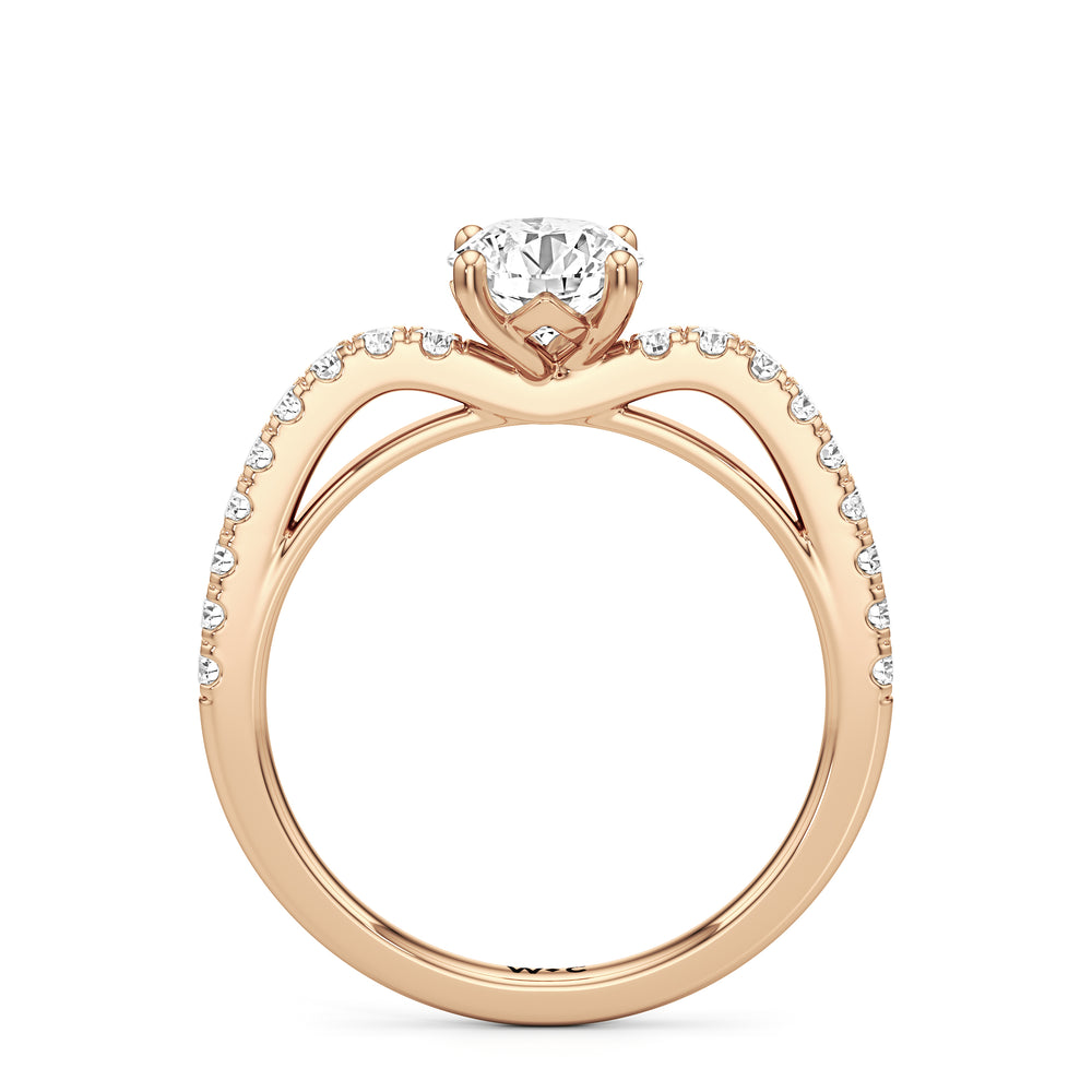 The Flora Engagement Ring with Round Cut Diamond in 14KT Rose Gold view 2
