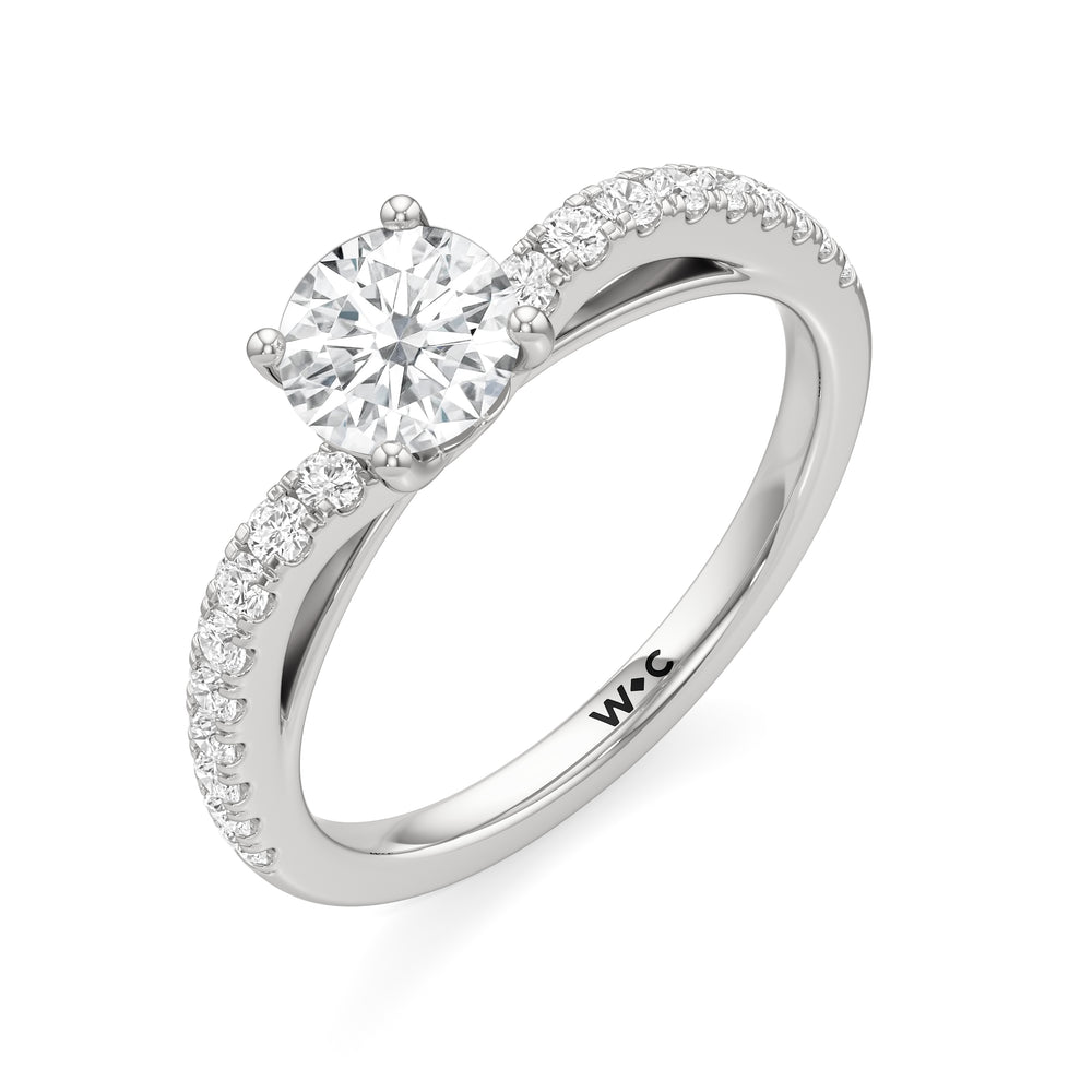 The Flora Engagement Ring with Round Cut Diamond in 14KT Platinum view 3
