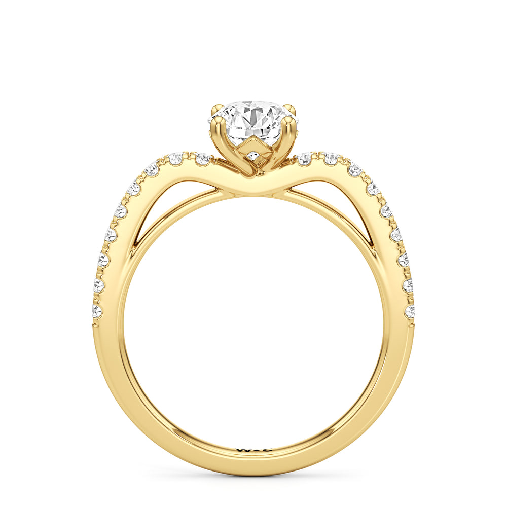The Flora Engagement Ring with Round Cut Diamond in 14KT Yellow Gold view 2
