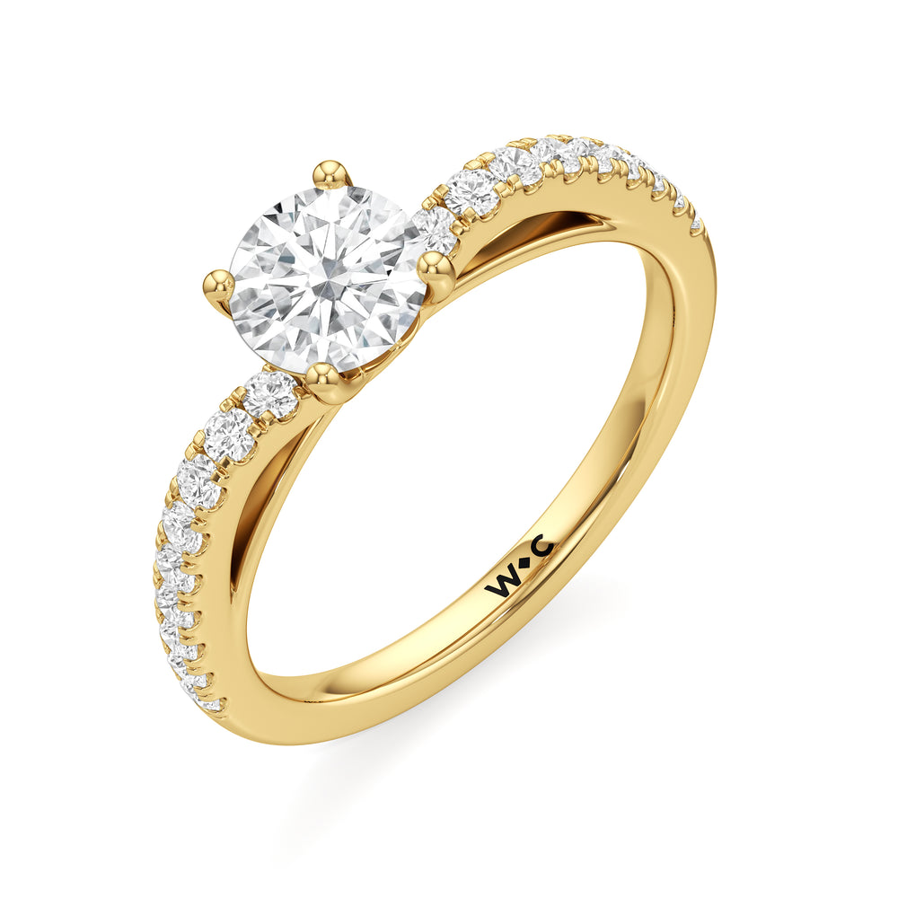 The Flora Engagement Ring with Round Cut Diamond in 14KT Yellow Gold view 3
