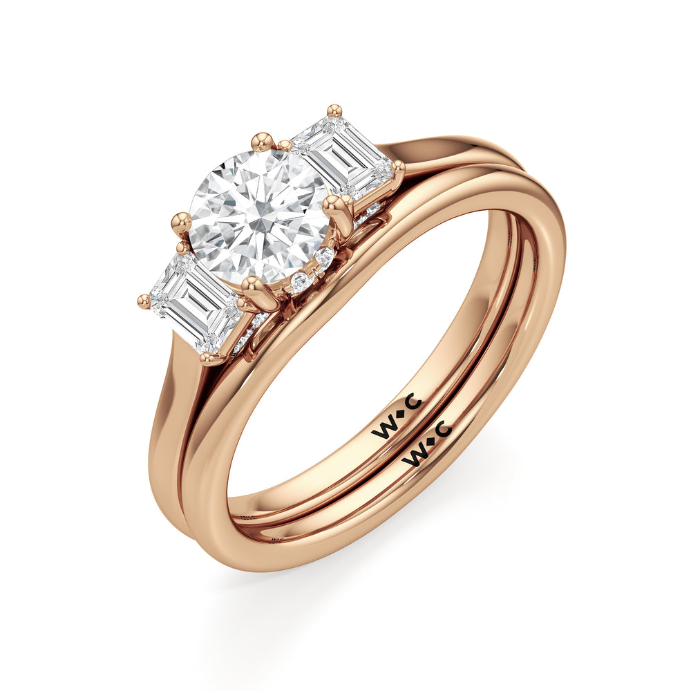 The Noelle Wedding Band with 18KT Rose Gold Cut Diamond in 14KT Rose Gold view 4
