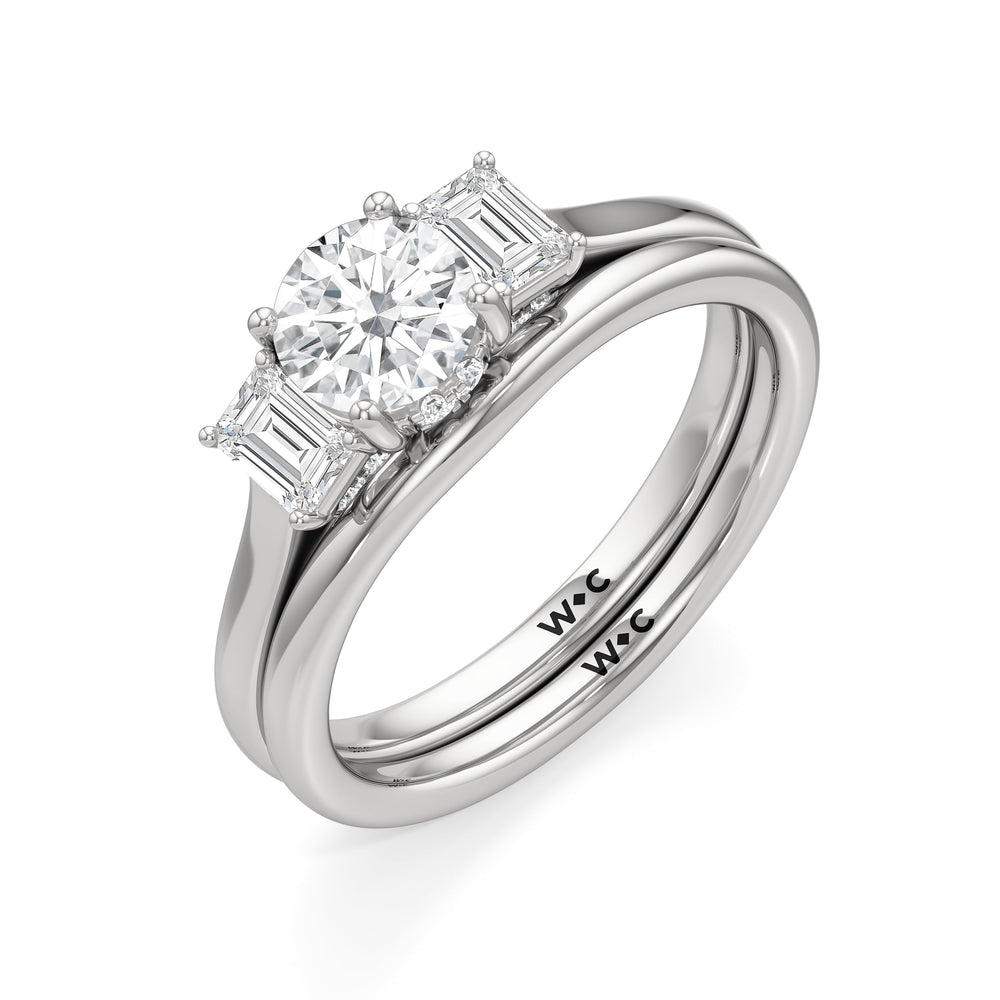 The Noelle Wedding Band with Platinum Cut Diamond in 14KT Platinum view 4
