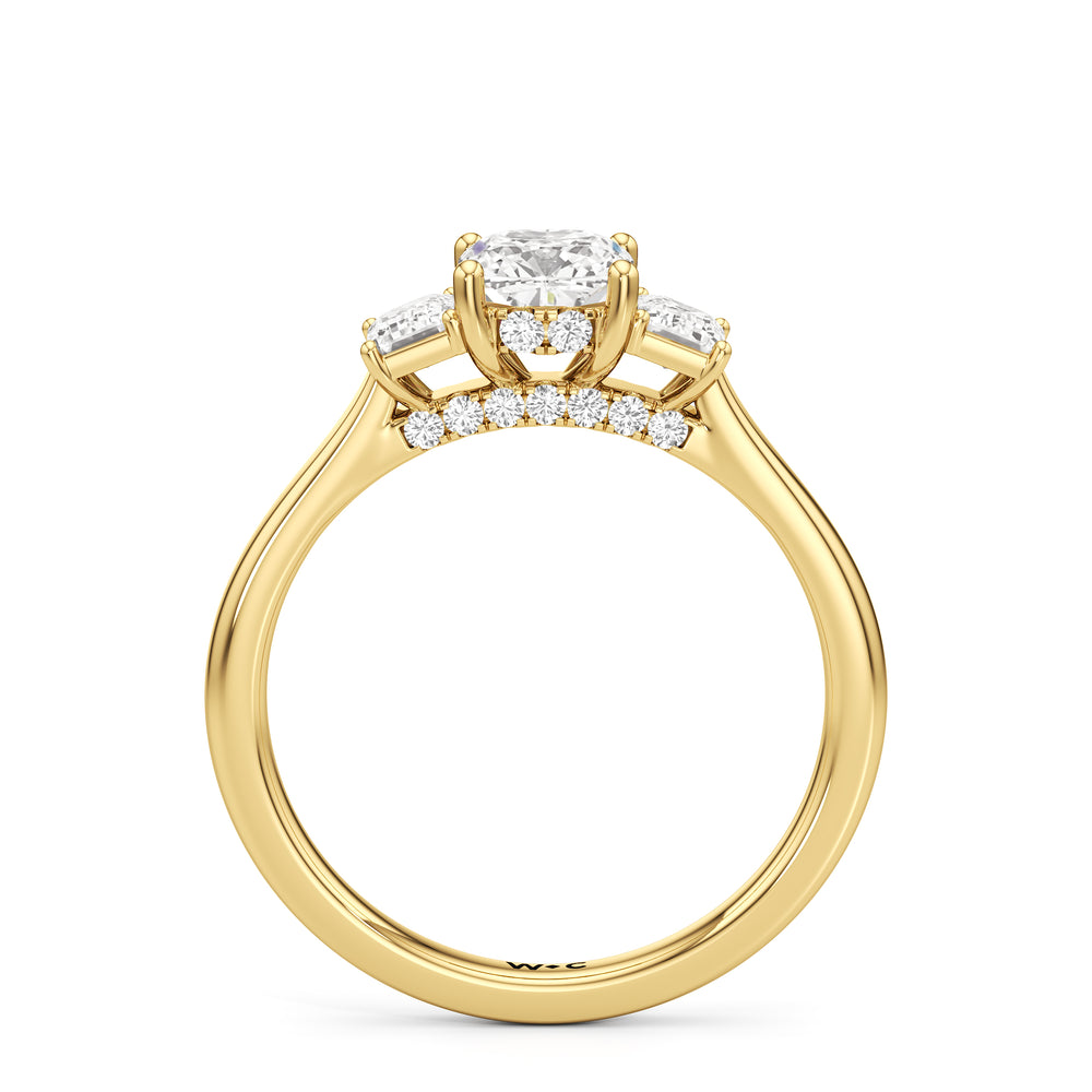 The Noelle Engagement Ring with Cushion Cut Diamond in 14KT Yellow Gold view 2
