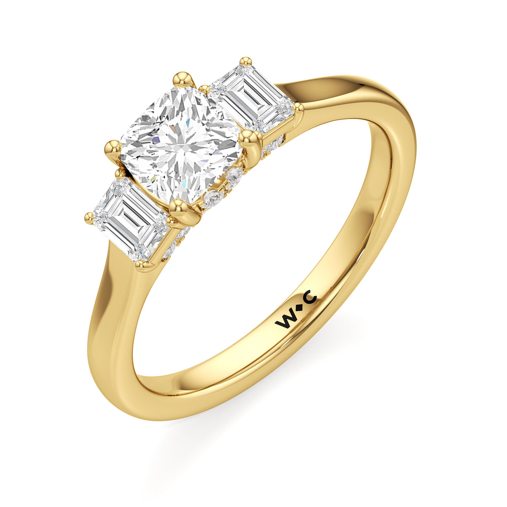 The Noelle Engagement Ring with Cushion Cut Diamond in 14KT Yellow Gold view 3
