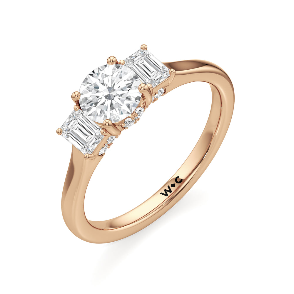 The Noelle Engagement Ring with Round Cut Diamond in 14KT Rose Gold view 3
