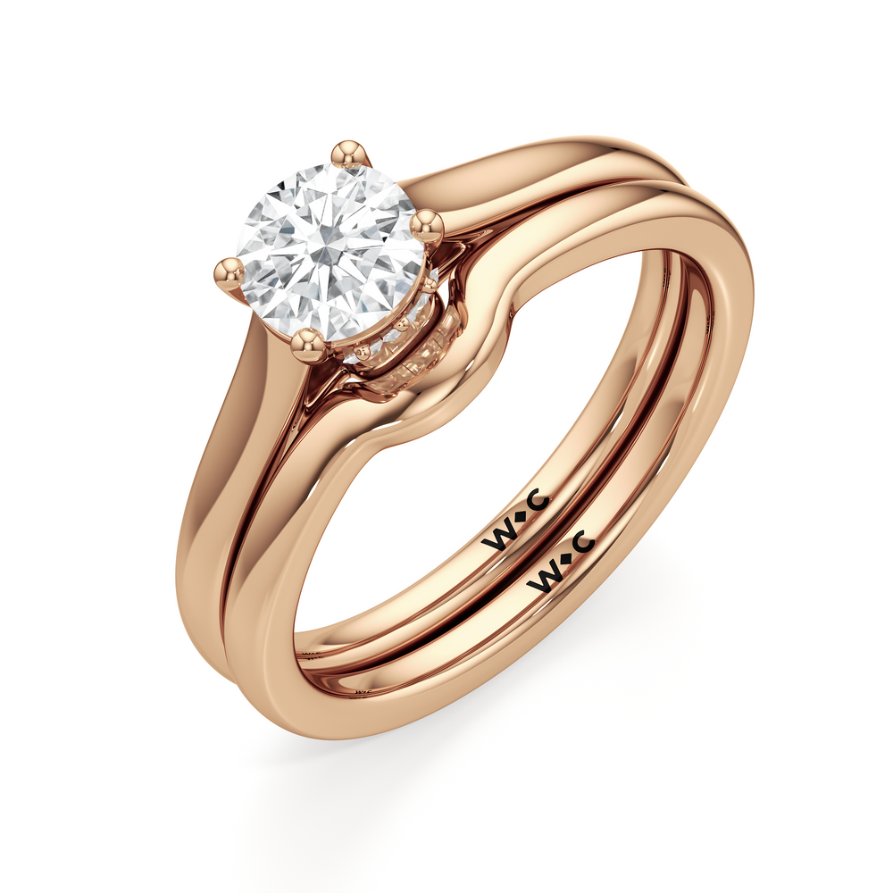 The Jolie Wedding Band with 18KT Rose Gold Cut Diamond in 14KT Rose Gold view 4
