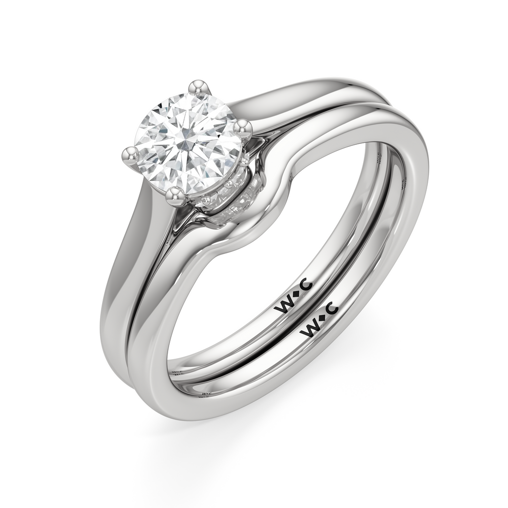 The Jolie Wedding Band with Platinum Cut Diamond in 14KT Platinum view 4
