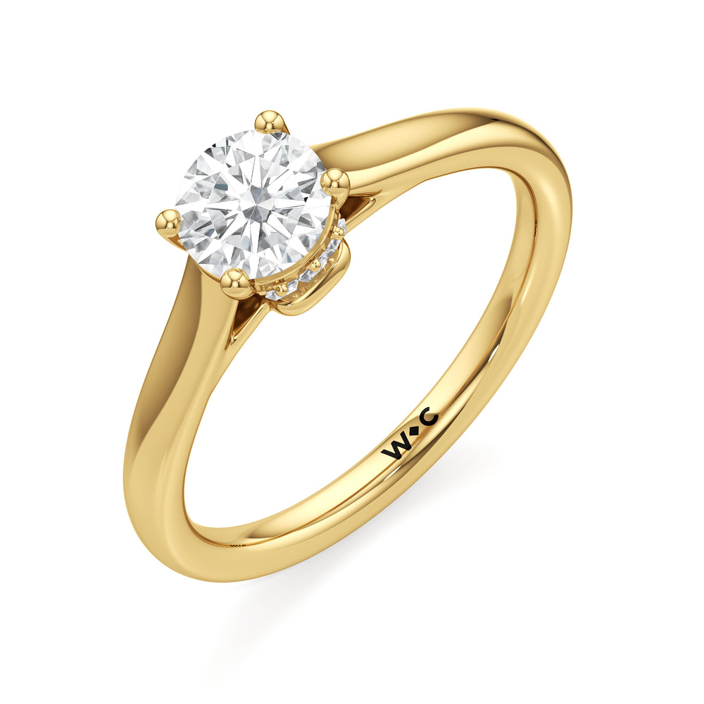 The Jolie Engagement Ring with Round Cut Diamond in 14KT Yellow Gold view 3
