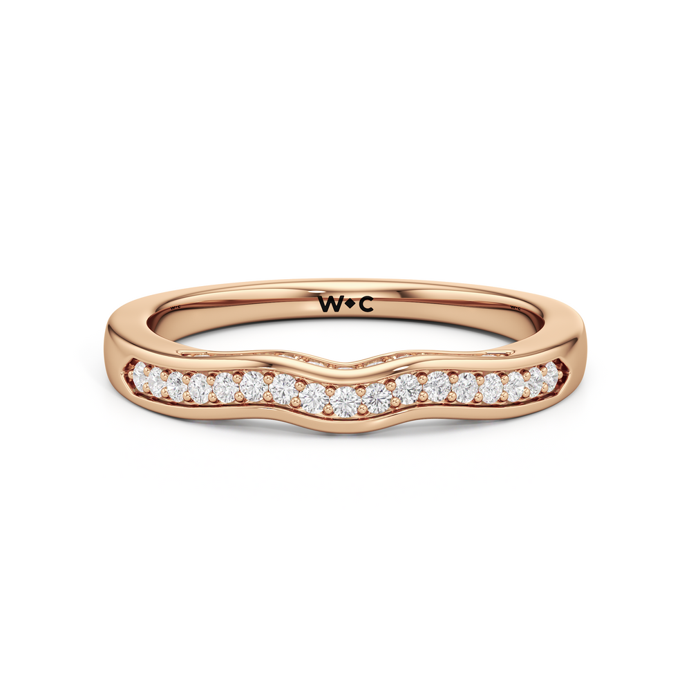 The Brynn Diamond Wedding Band with 18KT Rose Gold Cut Diamond in 14KT Rose Gold view 1
