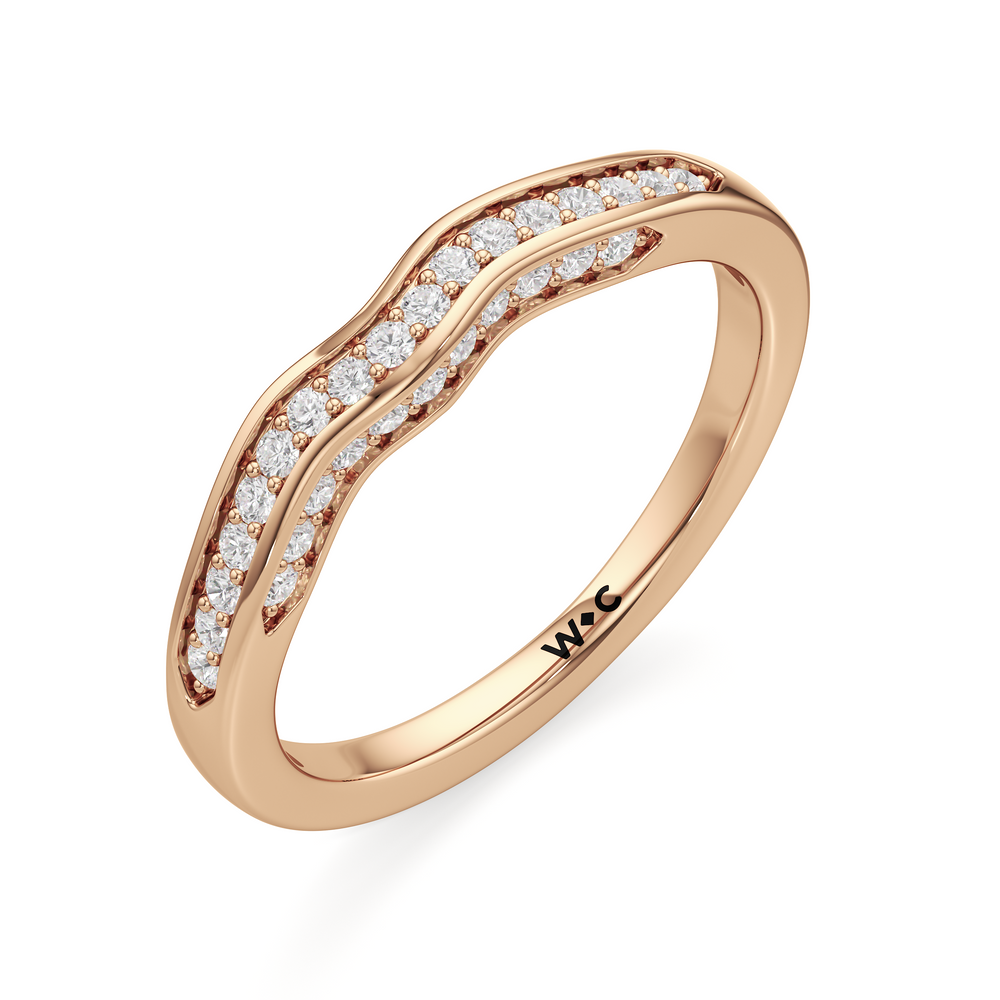 The Brynn Diamond Wedding Band with 18KT Rose Gold Cut Diamond in 14KT Rose Gold view 3
