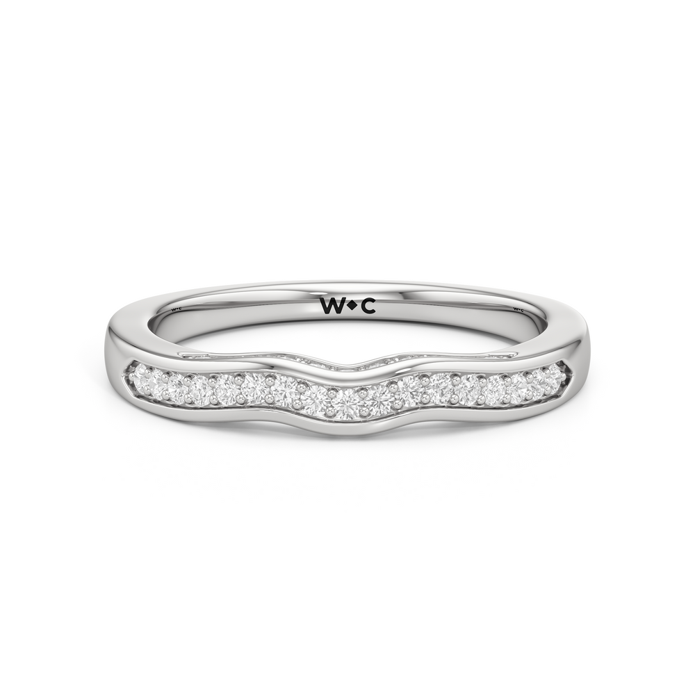 The Brynn Diamond Wedding Band with Platinum Cut Diamond in 14KT Platinum view 1
