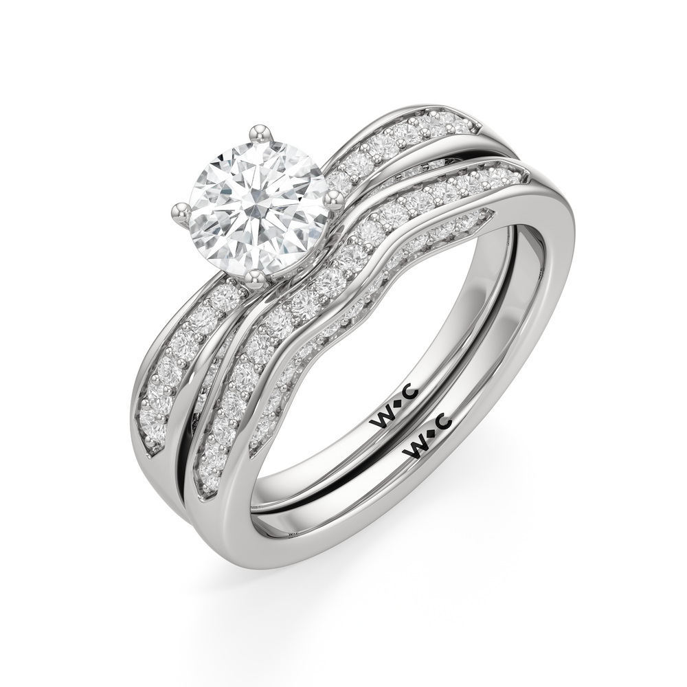 The Brynn Diamond Wedding Band with Platinum Cut Diamond in 14KT Platinum view 4
