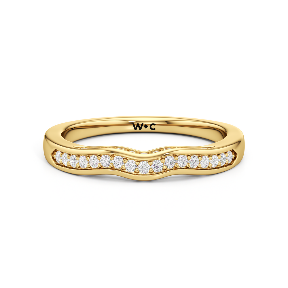 The Brynn Diamond Wedding Band with 18KT Yellow Gold Cut Diamond in 14KT Yellow Gold view 1
