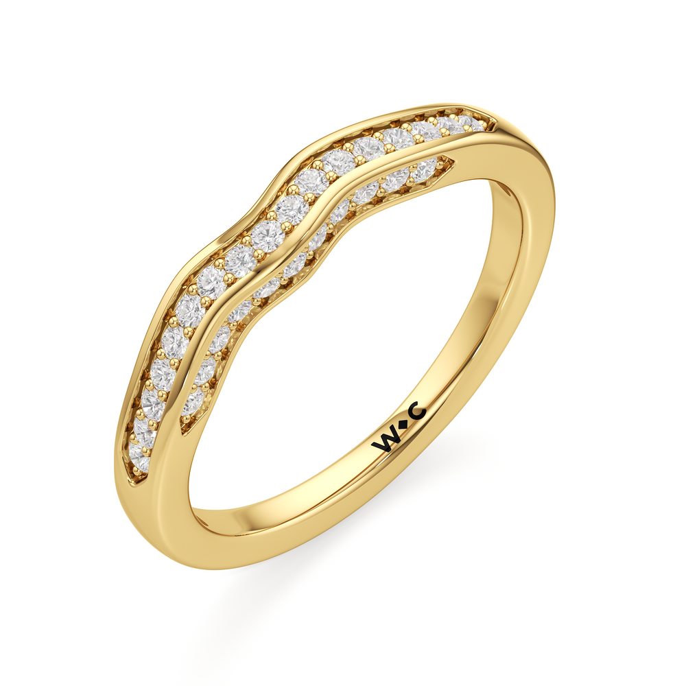 The Brynn Diamond Wedding Band with 18KT Yellow Gold Cut Diamond in 14KT Yellow Gold view 3
