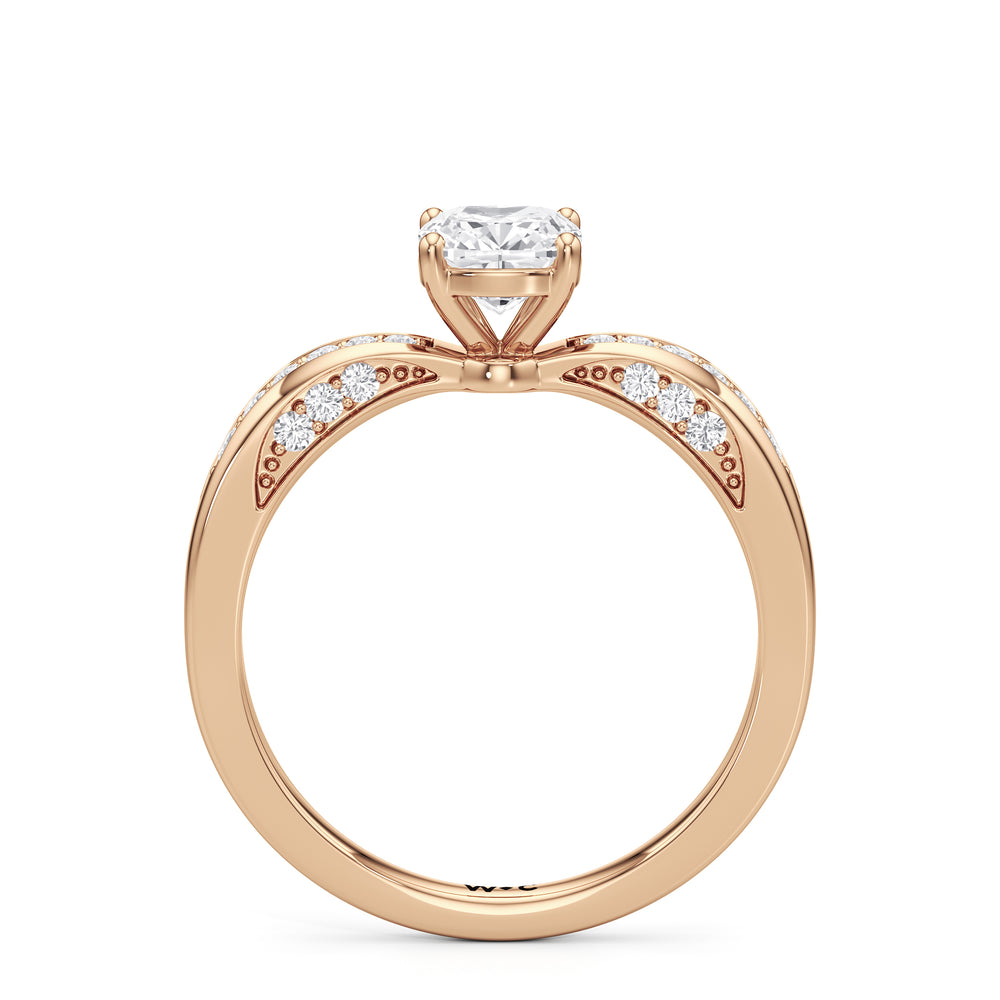 The Brynn Engagement Ring with Cushion Cut Diamond in 14KT Rose Gold view 2

