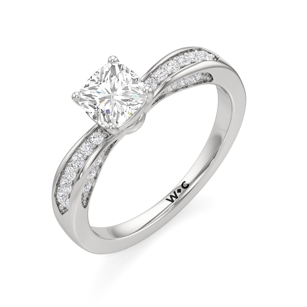 The Brynn Engagement Ring with Cushion Cut Diamond in 14KT Platinum view 3
