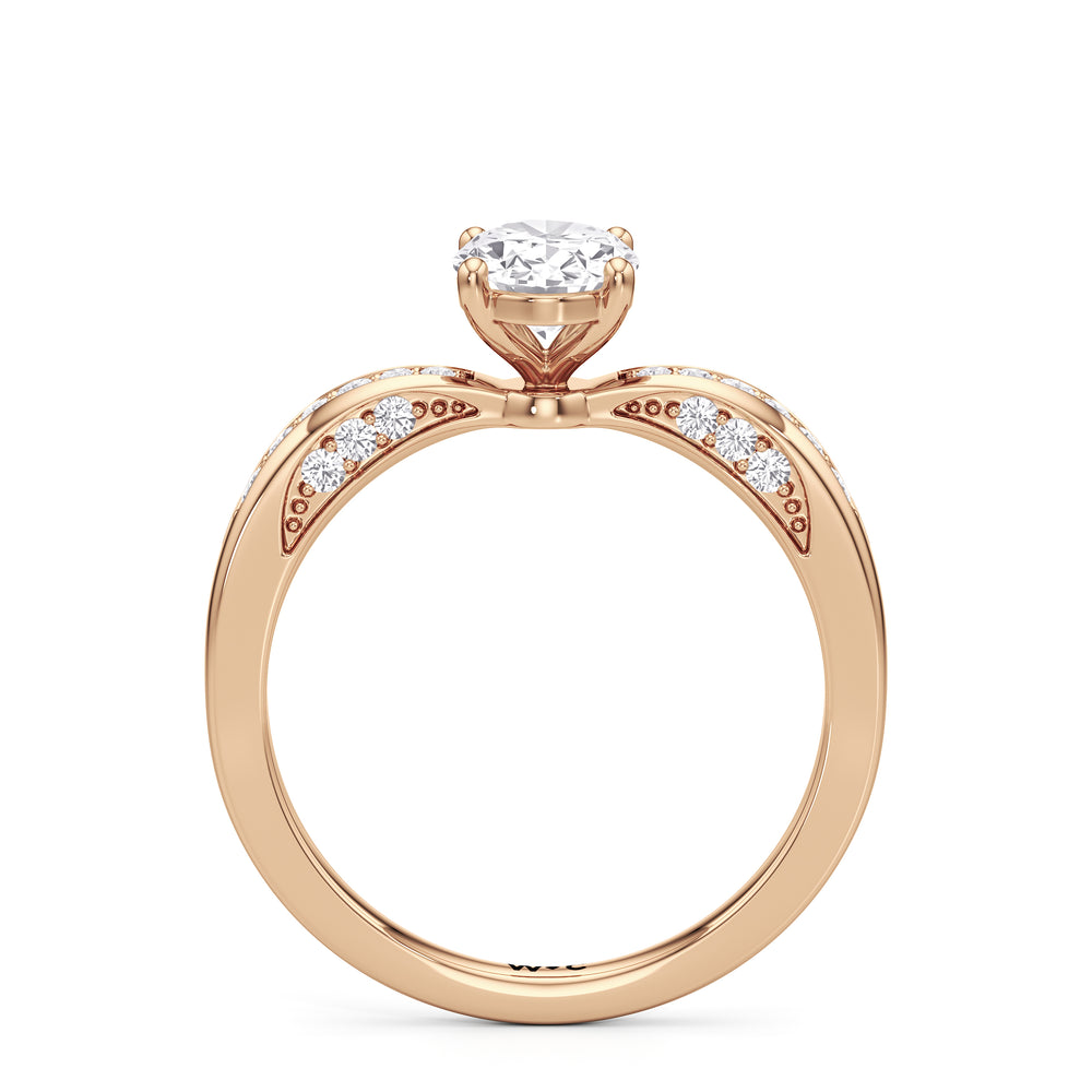 The Brynn Engagement Ring with Oval Cut Diamond in 14KT Rose Gold view 2
