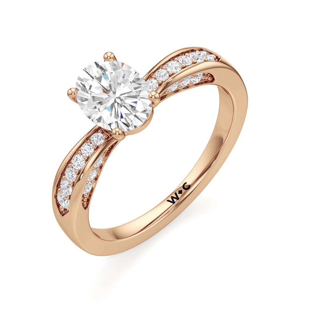 The Brynn Engagement Ring with Oval Cut Diamond in 14KT Rose Gold view 3
