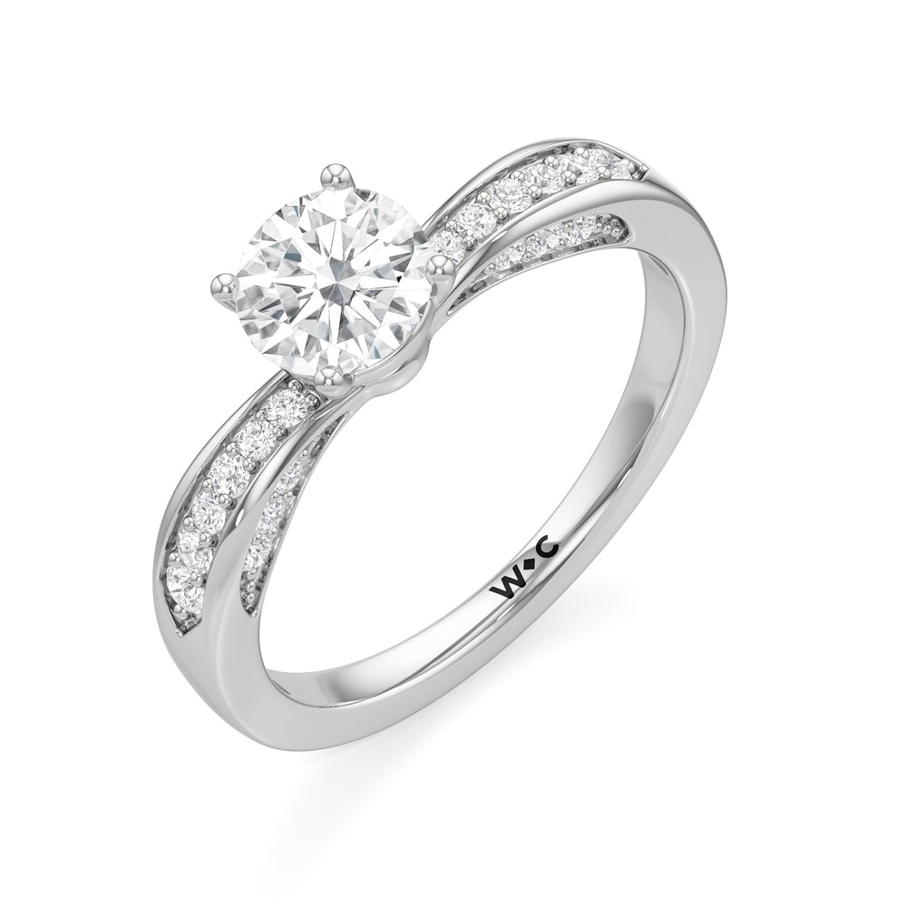 The Brynn Engagement Ring with Round Cut Diamond in 14KT Platinum view 3
