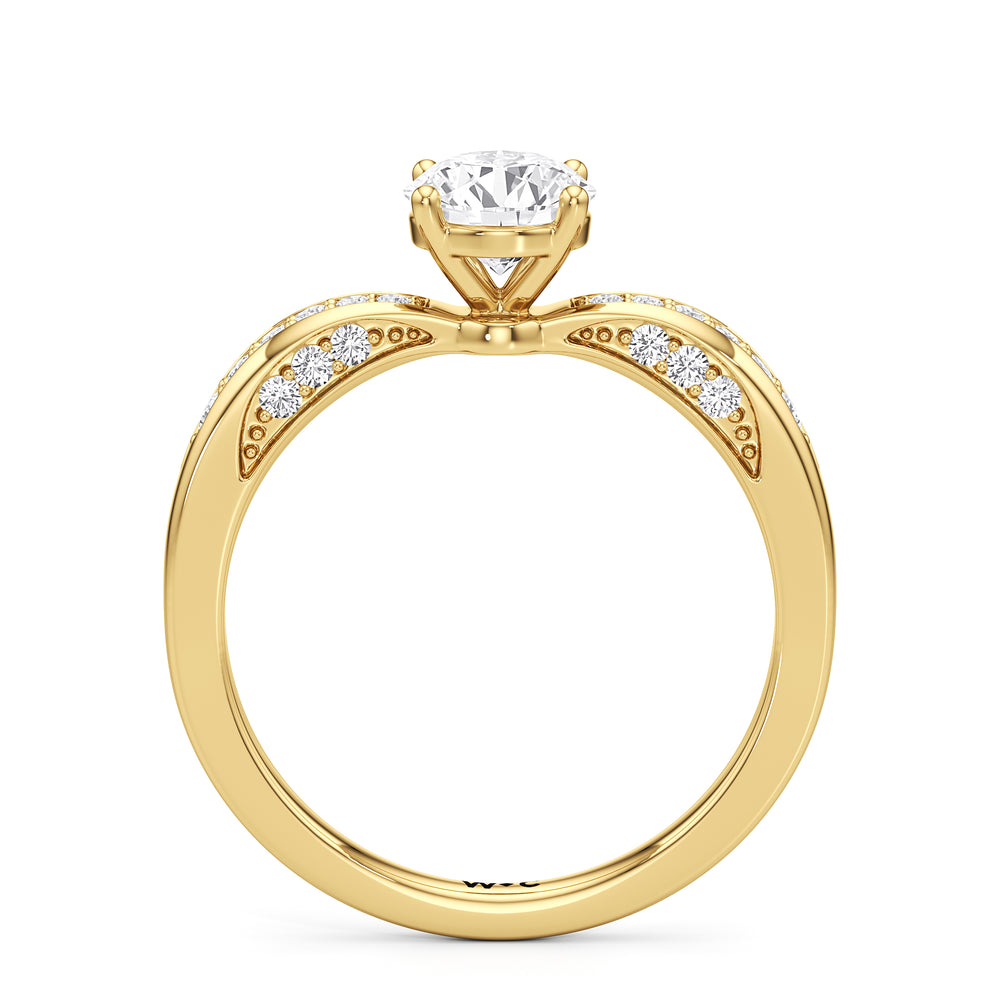 The Brynn Engagement Ring with Round Cut Diamond in 14KT Yellow Gold view 2
