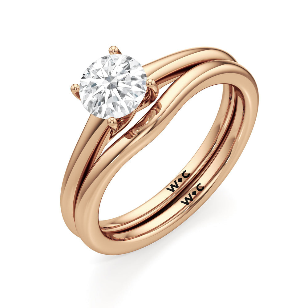 The Freya Wedding Band with 18KT Rose Gold Cut Diamond in 14KT Rose Gold view 4
