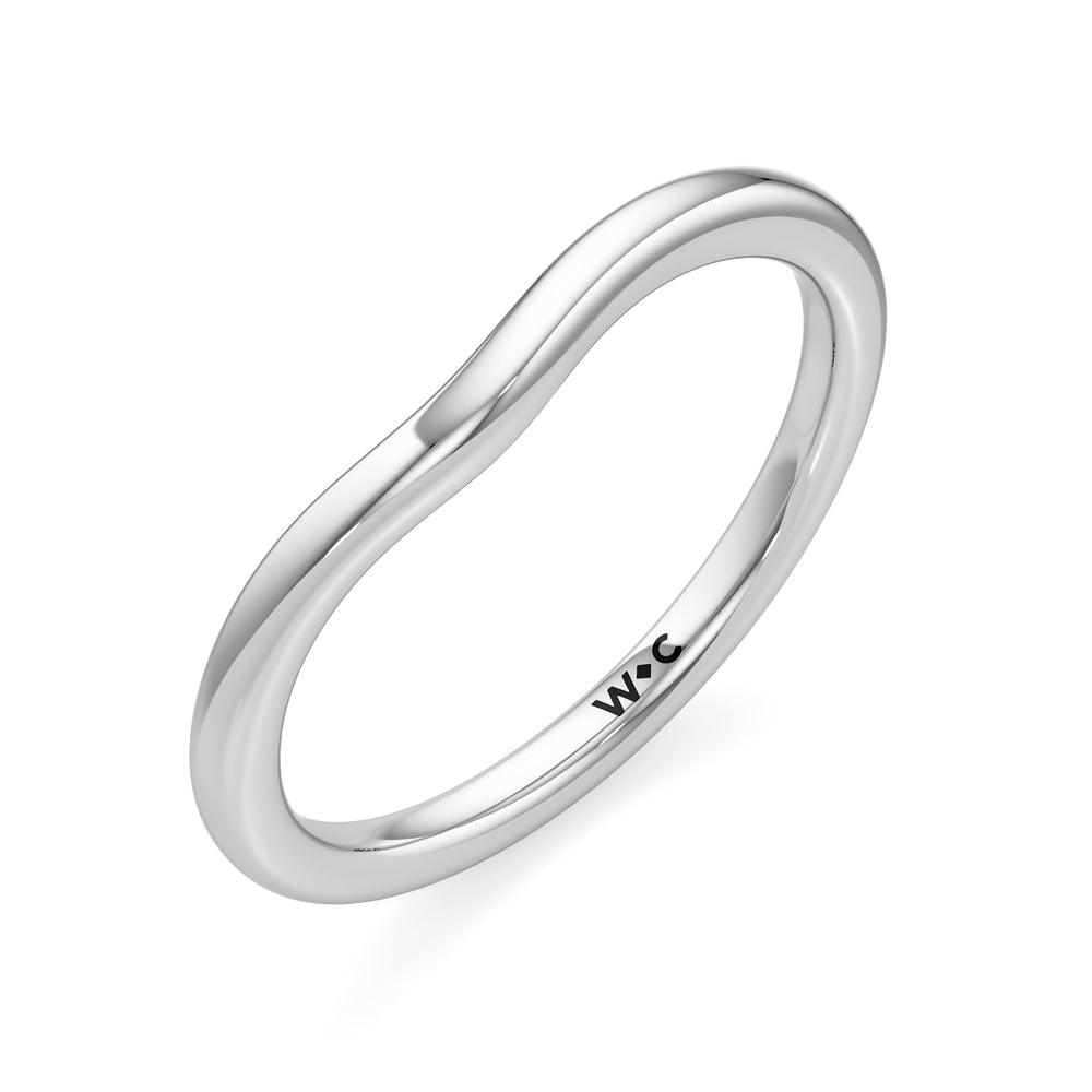 The Freya Wedding Band with Platinum Cut Diamond in 14KT Platinum view 3
