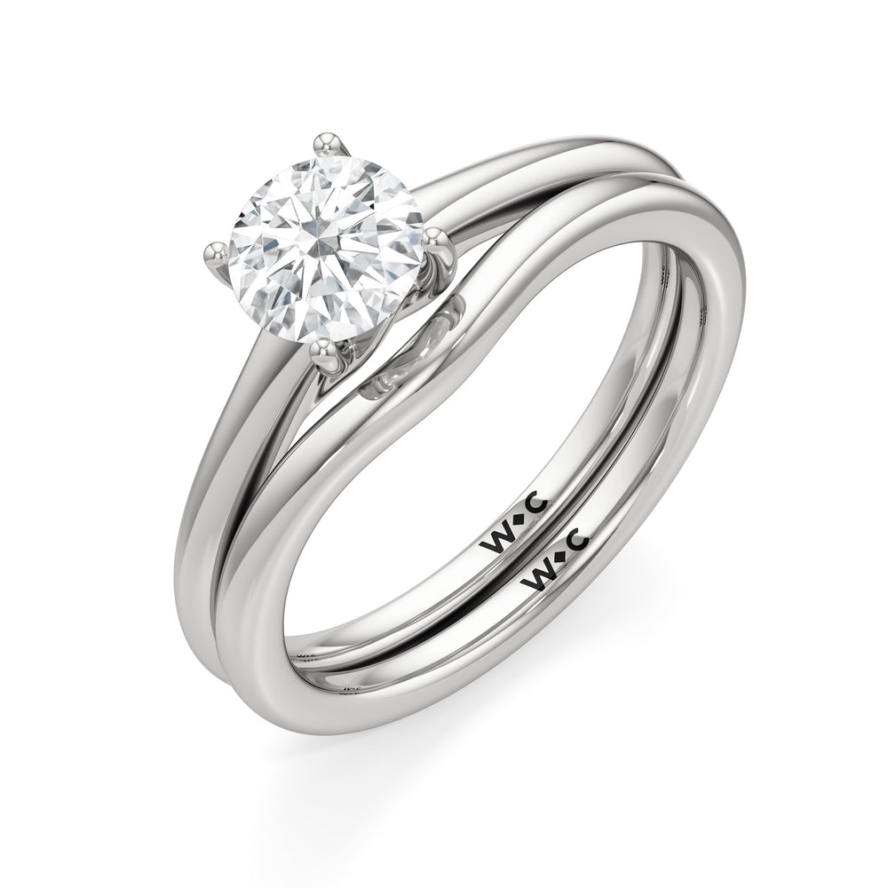 The Freya Wedding Band with Platinum Cut Diamond in 14KT Platinum view 4
