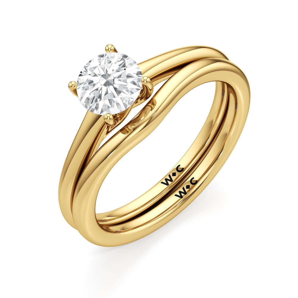 The Freya Wedding Band with 18KT Yellow Gold Cut Diamond in 14KT Yellow Gold view 4
