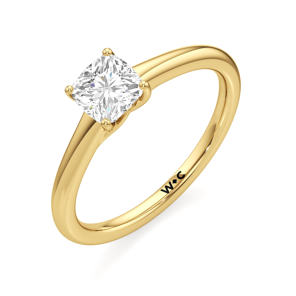The Freya Engagement Ring with Cushion Cut Diamond in 14KT Yellow Gold view 3
