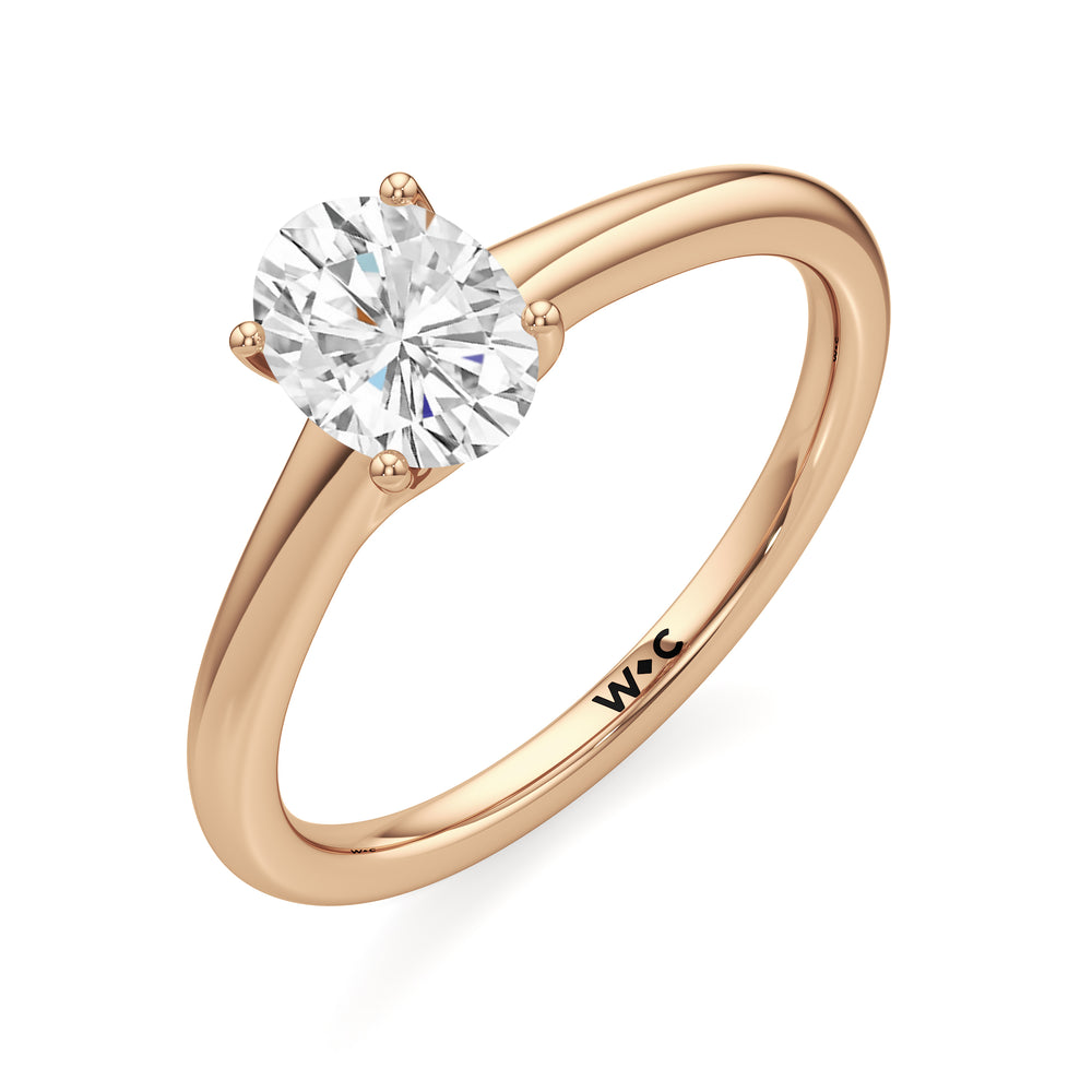 The Freya Engagement Ring with Oval Cut Diamond in 14KT Rose Gold view 3

