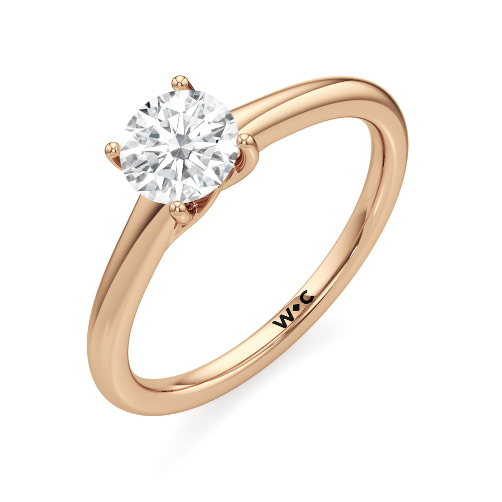 The Freya Engagement Ring with Round Cut Diamond in 14KT Rose Gold view 3
