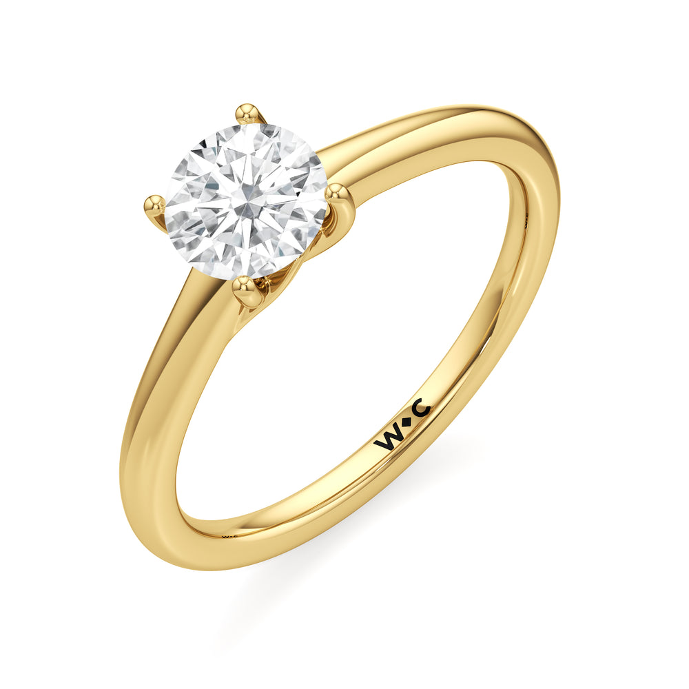 The Freya Engagement Ring with Round Cut Diamond in 14KT Yellow Gold view 3
