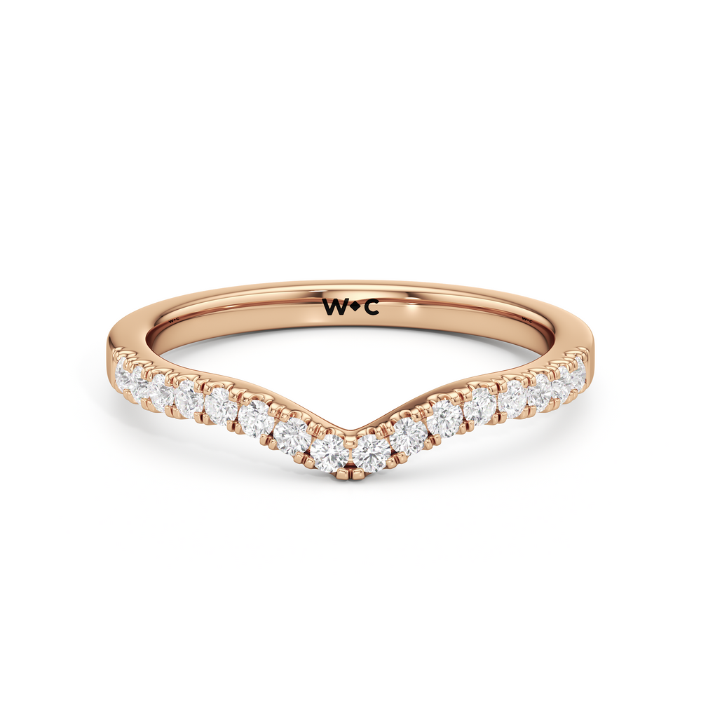 The Margaret Diamond Wedding Band with 18KT Rose Gold Cut Diamond in 14KT Rose Gold view 1
