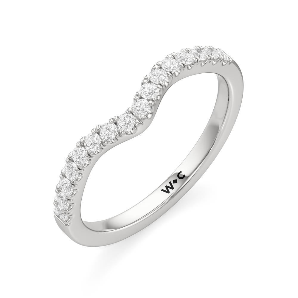 The Margaret Diamond Wedding Band with Platinum Cut Diamond in 14KT Platinum view 3
