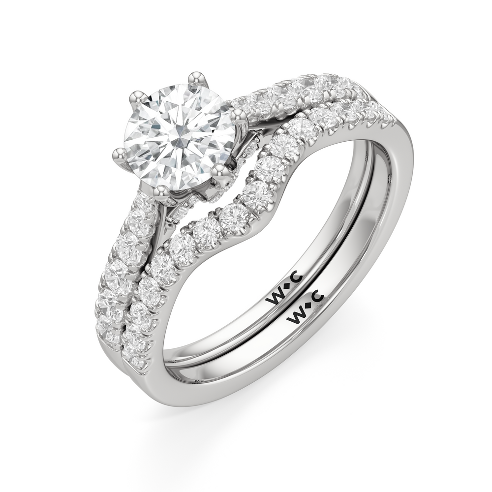 The Margaret Diamond Wedding Band with Platinum Cut Diamond in 14KT Platinum view 4
