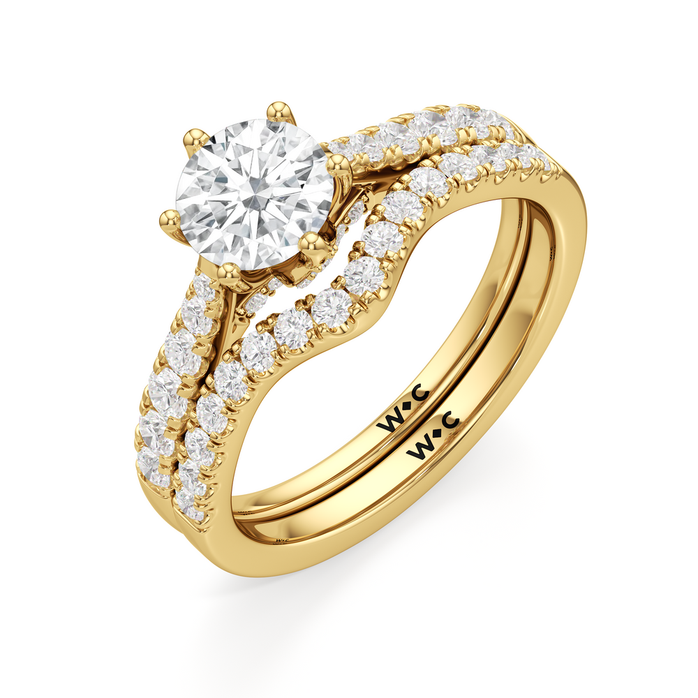 The Margaret Diamond Wedding Band with 18KT Yellow Gold Cut Diamond in 14KT Yellow Gold view 4

