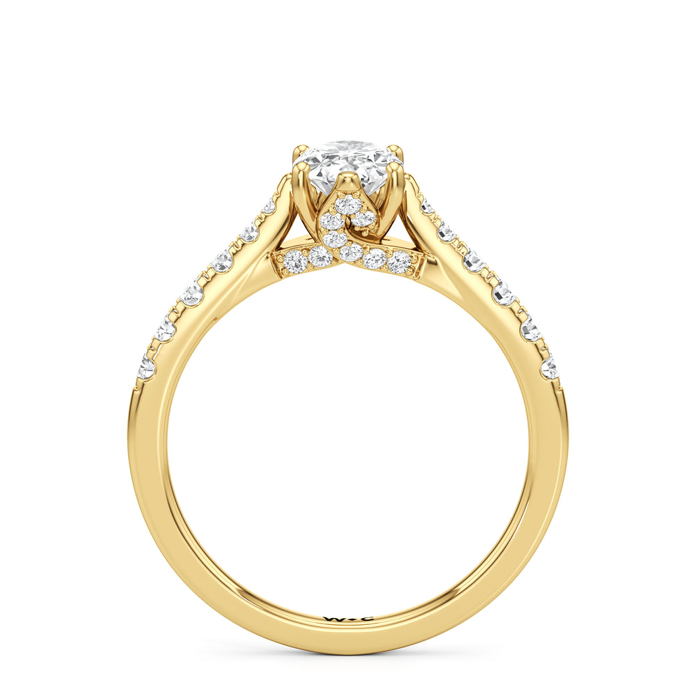 The Margaret Engagement Ring with Oval Cut Diamond in 14KT Yellow Gold view 2
