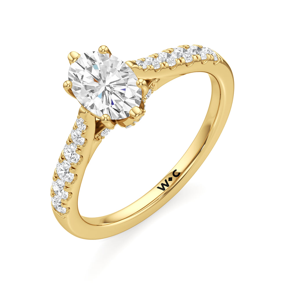 The Margaret Engagement Ring with Oval Cut Diamond in 14KT Yellow Gold view 3
