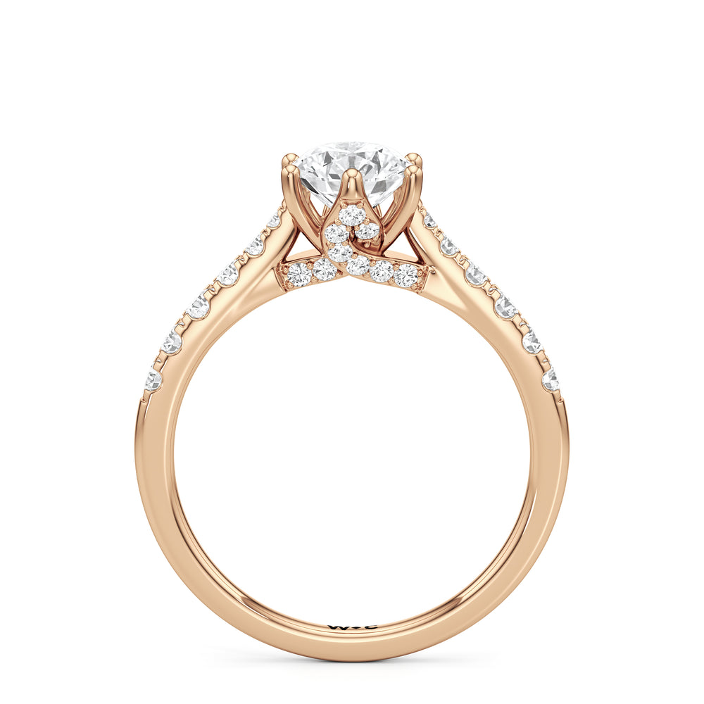 The Margaret Engagement Ring with Round Cut Diamond in 14KT Rose Gold view 2
