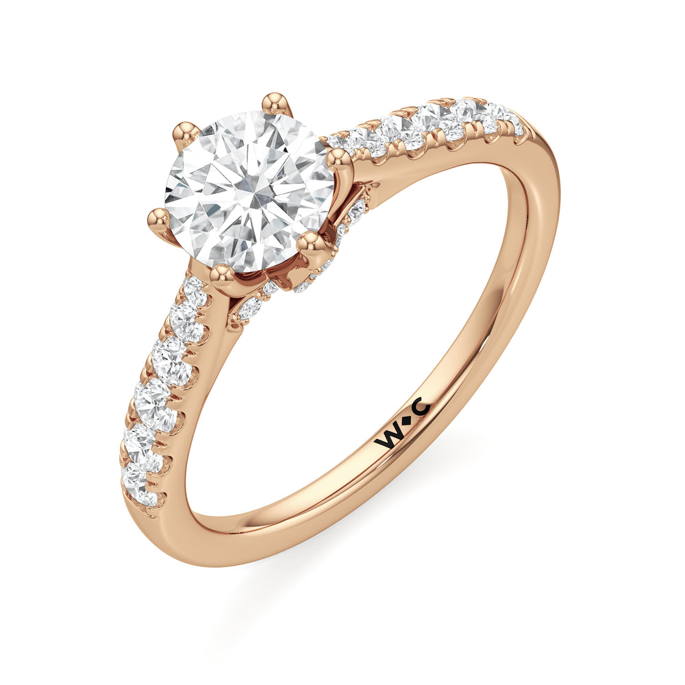 The Margaret Engagement Ring with Round Cut Diamond in 14KT Rose Gold view 3
