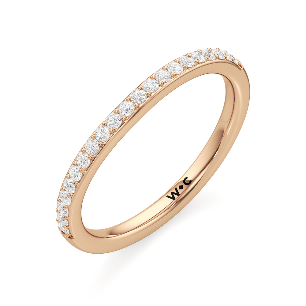 The Nadia Diamond Wedding Band with 18KT Rose Gold Cut Diamond in 14KT Rose Gold view 3
