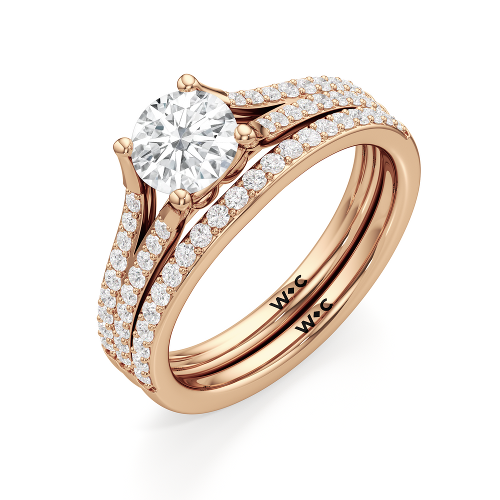 The Nadia Diamond Wedding Band with 18KT Rose Gold Cut Diamond in 14KT Rose Gold view 4
