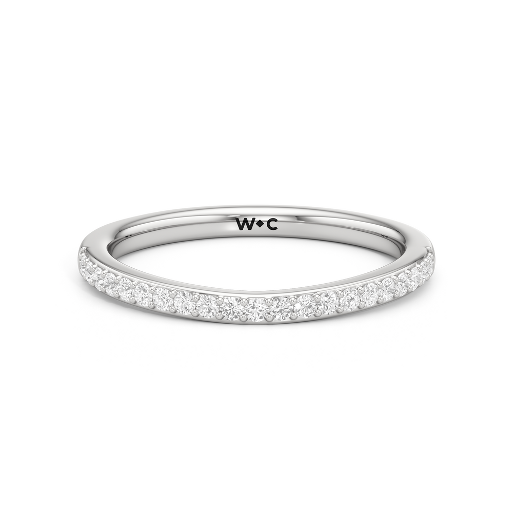 The Nadia Diamond Wedding Band with Platinum Cut Diamond in 14KT Platinum view 1
