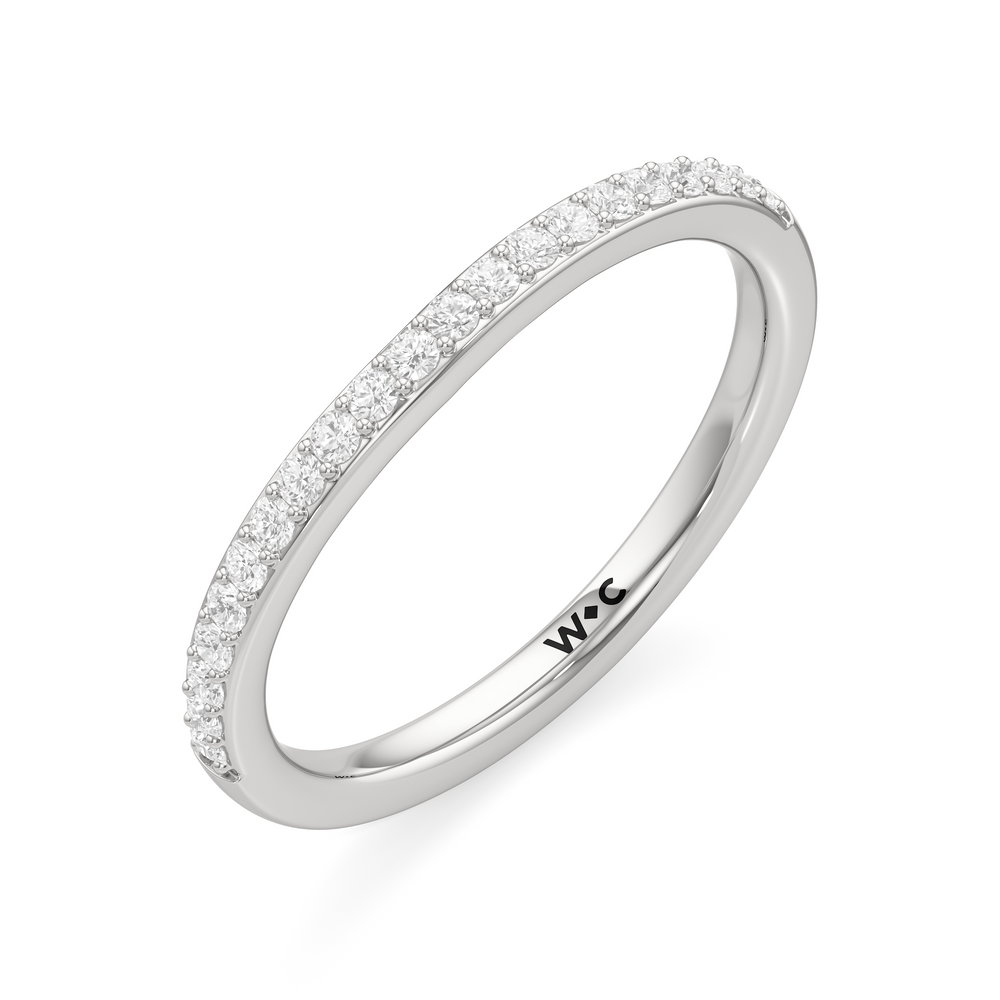 The Nadia Diamond Wedding Band with Platinum Cut Diamond in 14KT Platinum view 3
