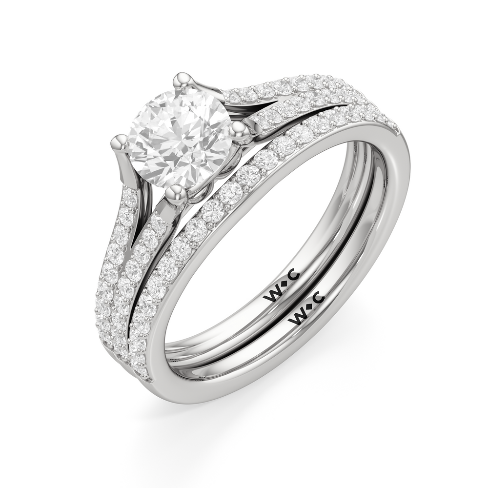 The Nadia Diamond Wedding Band with Platinum Cut Diamond in 14KT Platinum view 4
