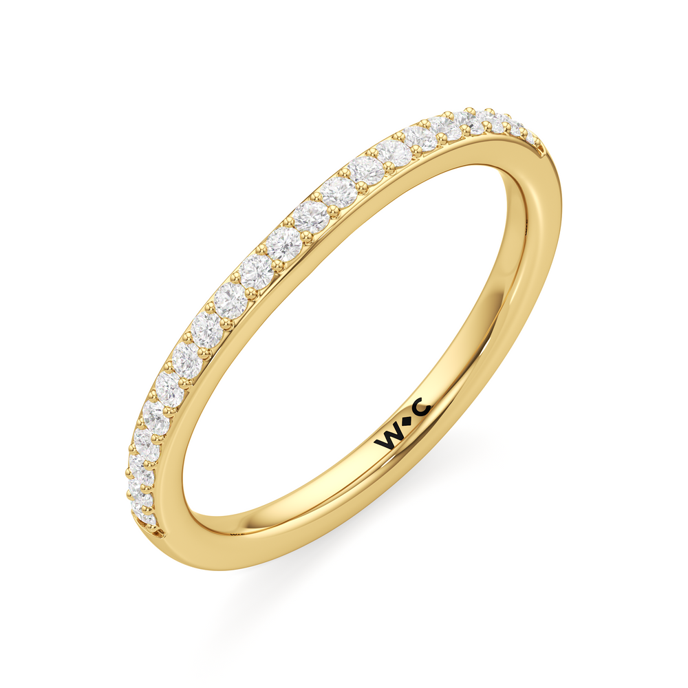The Nadia Diamond Wedding Band with 18KT Yellow Gold Cut Diamond in 14KT Yellow Gold view 3
