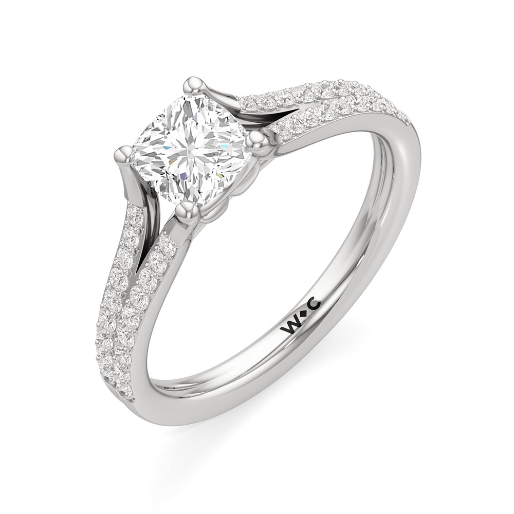 The Nadia Engagement Ring with Cushion Cut Diamond in 14KT Platinum view 3
